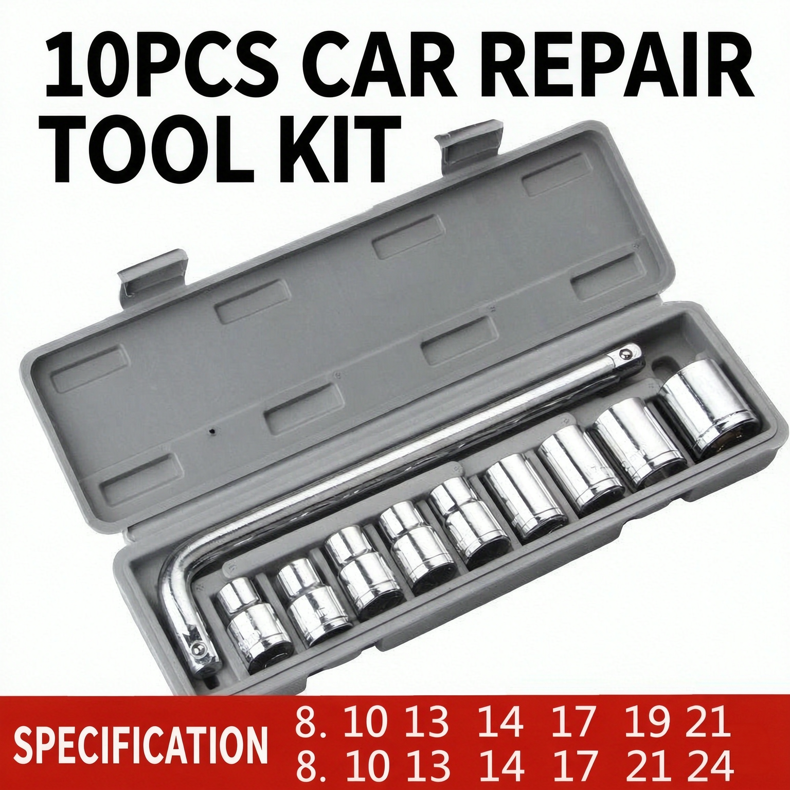 46-Piece 1/4" Drive Ratchet Socket Set – Metric Hand Tool Kit for Auto Repair, Garage & Roadside Maintenance - Image 3