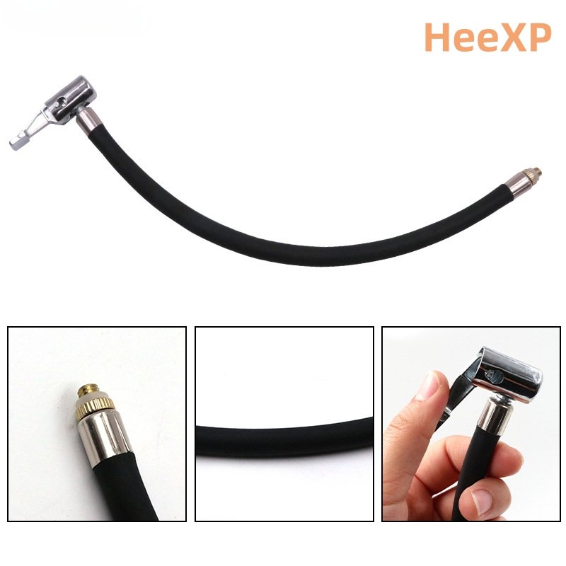 Portable Tire Inflator Extension Hose – Iron Clip-On Schrader Chuck, M6 Male Pump Thread, Rubber Air Line - Image 6