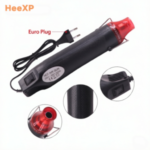 DIY Round-Plug Heat Gun – for Vinyl Wrap Edges, Heat Shrink, Polymer Clay & Embossing Powder, Multi-Country Plug, Multiple Colors
